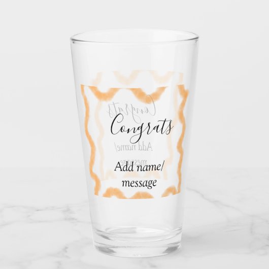Gratuliere orange Spirale spanischer Rand Boho Ret Glas (Vorderseite)