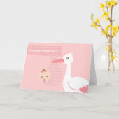 Gratulieren Sie neue Eltern - Storch mit Baby Mädc Karte (Gelbe Blume)