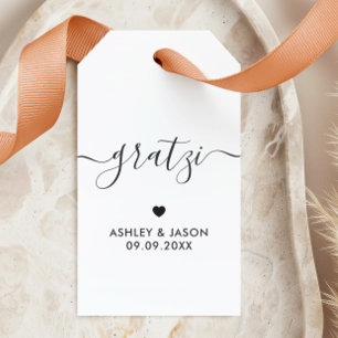 Gratzi Gift Tag, Hochzeit Danke Tags, Kraft Geschenkanhänger