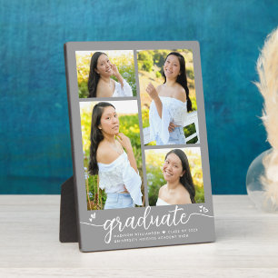 Grau 4 Foto Abschluss Moderne Kalligrafie Herzen Fotoplatte