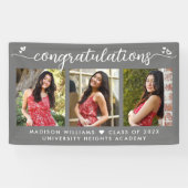 Grau Abschluss 3 Foto Moderne Kalligraphie Herz Banner (Horizontal)