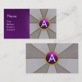 GRAU ABSTRAKT, LILA GEMSTONE MONOGRAM Pearl Visitenkarte (Vorne/Hinten)