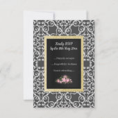 Grau Abstrakt mit Goldflorenkarte Glitzer RSVP Karte (Rückseite)