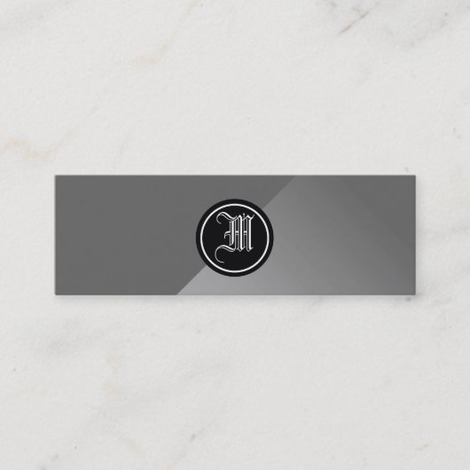Grau Abstrakt und Monogramm Mini Visitenkarte (Vorderseite)
