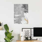 Grau Abstrakte botanische Malerei Wand an Wand Pos Poster (Heimbüro)