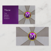 GRAU ABSTRAKTE STREIFEN, LILA GEMSTONE MONOGRAM VISITENKARTE (Vorne/Hinten)