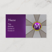 GRAU ABSTRAKTE STREIFEN, LILA GEMSTONE MONOGRAM VISITENKARTE (Vorderseite)