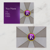 GRAU ABSTRAKTE STREIFEN, LILA GEMSTONE MONOGRAM VISITENKARTE (Vorne/Hinten)