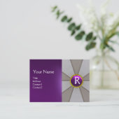 GRAU ABSTRAKTE STREIFEN, LILA GEMSTONE MONOGRAM VISITENKARTE (Stehend Vorderseite)