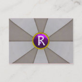 GRAU ABSTRAKTE STREIFEN, LILA GEMSTONE MONOGRAM VISITENKARTE (Rückseite)