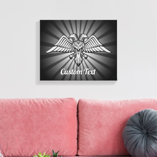 Grau Adler mit zwei Kopf Canvas Print Leinwanddruck (Insitu (Wohnzimmer))