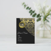 GRAU AGATE DAMASK MONOGRAM, VISITENKARTE (Stehend Vorderseite)