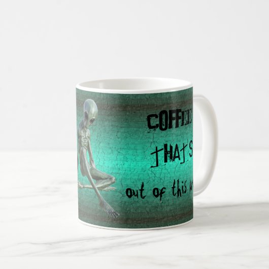 Grau Alien Coffee Lover Tasse (VorderseiteRechts)