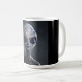 Grau Alien Floral Wasserfarbe Kunst Kaffeetasse (VorderseiteRechts)
