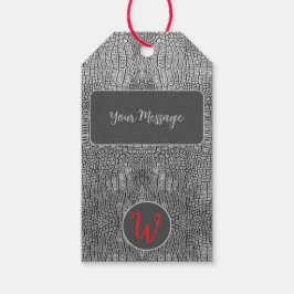 Grau-Alligator-Lederskalen Reptile Monogramm Geschenkanhänger