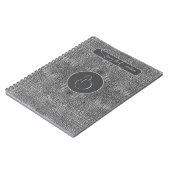 Grau-Alligator-Lederskalen Reptile Monogramm Notizblock (Linke Seite)