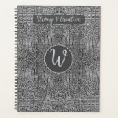 Grau-Alligator-Lederskalen Reptile Monogramm Planer (Vorderseite)