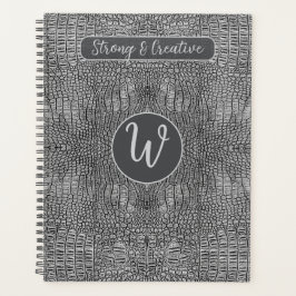 Grau-Alligator-Lederskalen Reptile Monogramm Planer