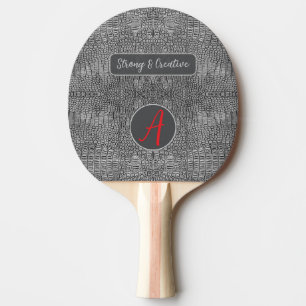 Grau-Alligator-Lederskalen Reptile Monogramm Tischtennis Schläger