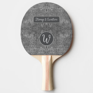 Grau-Alligator-Lederskalen Reptile Monogramm Tischtennis Schläger