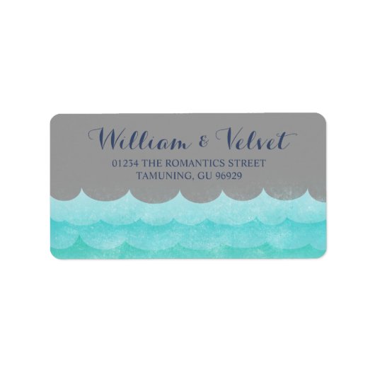 Grau an Sea Nautical Wedding Labels Adressaufkleber (Vorne)