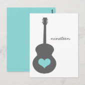 Grau/Aqua Guitar Herztisch Postkarte (Vorne/Hinten)