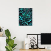 GRAU AQUAMARINE BLUME ART POSTER (Heimbüro)