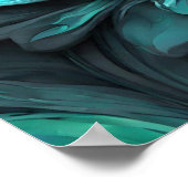 GRAU AQUAMARINE BLUME ART POSTER (Ecke)