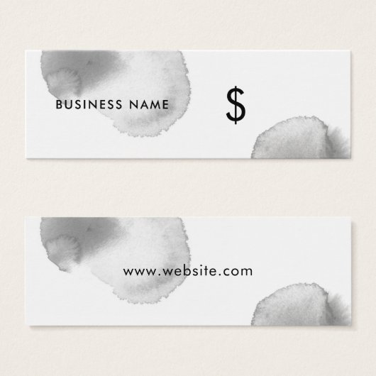 Grau-Aquarell Splash White Modern Price Tag (Vorne & Hinten)