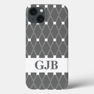 Grau Argyle Gittermuster mit Monogramm Case-Mate iPhone Hülle
