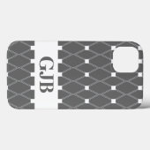 Grau Argyle Gittermuster mit Monogramm Case-Mate iPhone Hülle (Rückseite (Horizontal))
