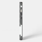 Grau Argyle Gittermuster mit Monogramm iPhone Hülle (Linke Seite)