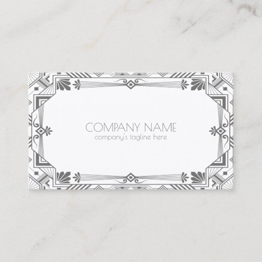 Grau Art Deco Frame 2 Visitenkarte (Vorderseite)
