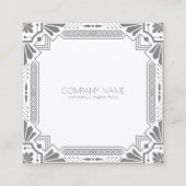 Grau Art Deco Frame Quadratische Visitenkarte (Vorderseite)