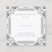 Grau Art Deco Frame Quadratische Visitenkarte (Rückseite)