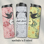 Grau Art Nouveau Floral Girl Grunge Hummingbird Thermosbecher