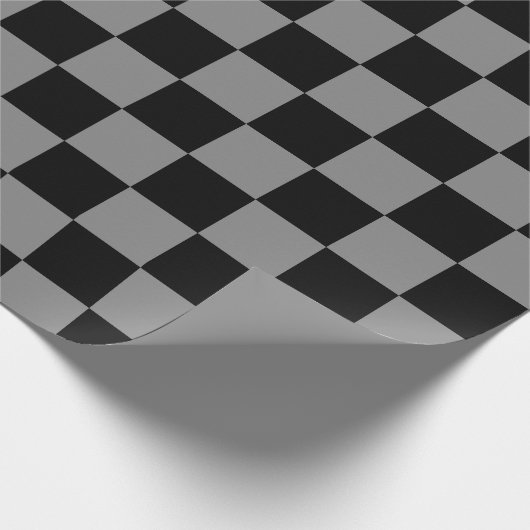 Grau Ash Black Schachbrett Muster Packpapier (Ecke)