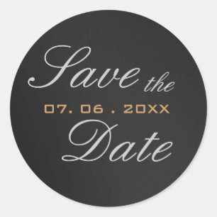 Grau-Attraktive Schrift Save the Date Kalligrafie Runder Aufkleber
