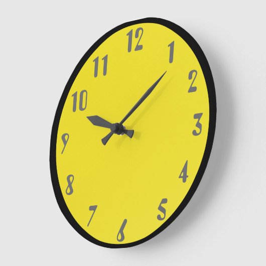 Grau auf Gelb Große Wanduhr (Winkel)