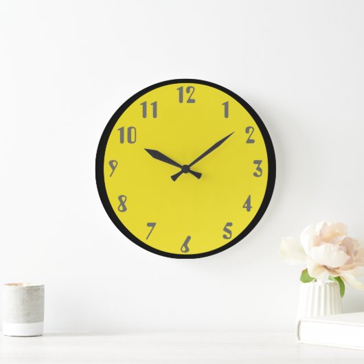 Grau auf Gelb Große Wanduhr (Zuhause)
