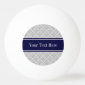 Grau auf Gray Damask #3 Navy Blue Name Monogram Tischtennisball (Vorderseite)