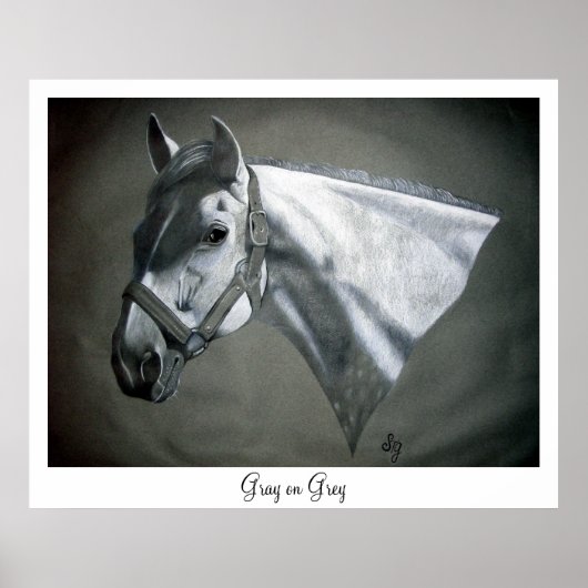 Grau auf Gray Equine Art Printing Poster (Vorne)