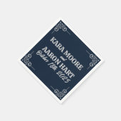 Grau auf Slate Blue Edwardian Cocktail Serviette (Ecke)