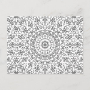 Grau auf White Mandala Kaleidoscope Medallion Postkarte