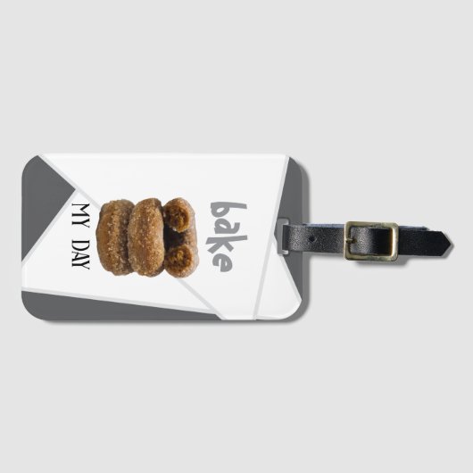 Grau Bake My Day Gepäckanhänger (Vorderseite (Horizontal))