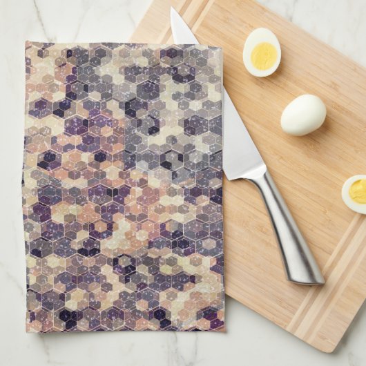 grau, beige geometrisch geschirrtuch (Viertel Falte)
