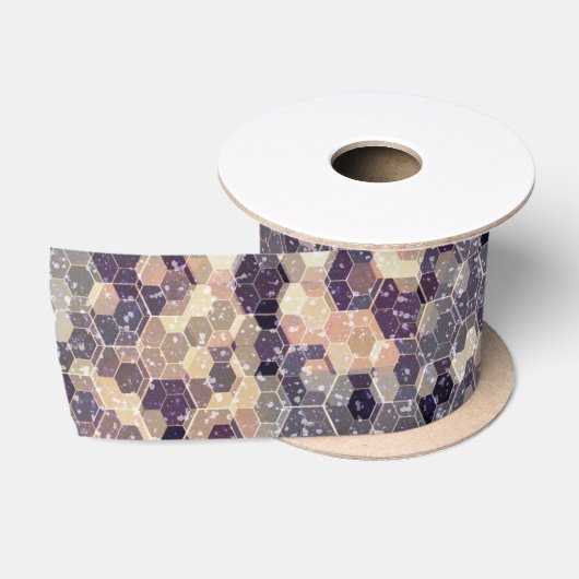 grau, beige geometrisch satinband (Spule)