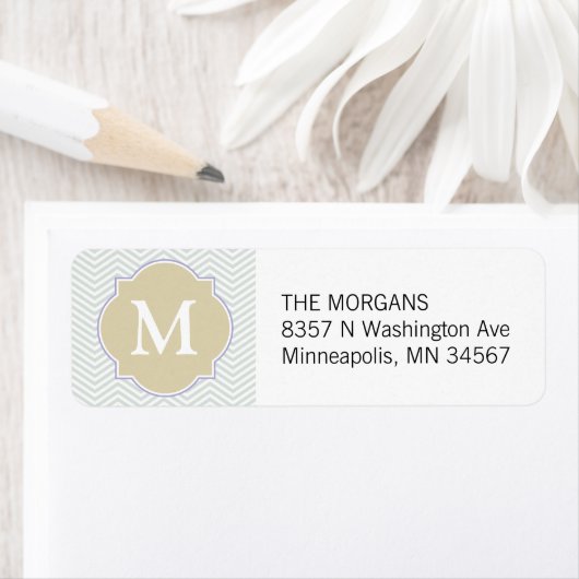 Grau & Beige Moderne Zickzack Monogramm (Insitu)