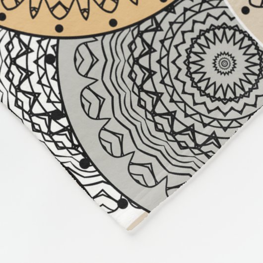 Grau-beige Muster arabischer Mandala orientalische Fleecedecke (Ecke)