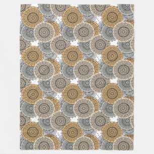 Grau-beige Muster arabischer Mandala orientalische Fleecedecke